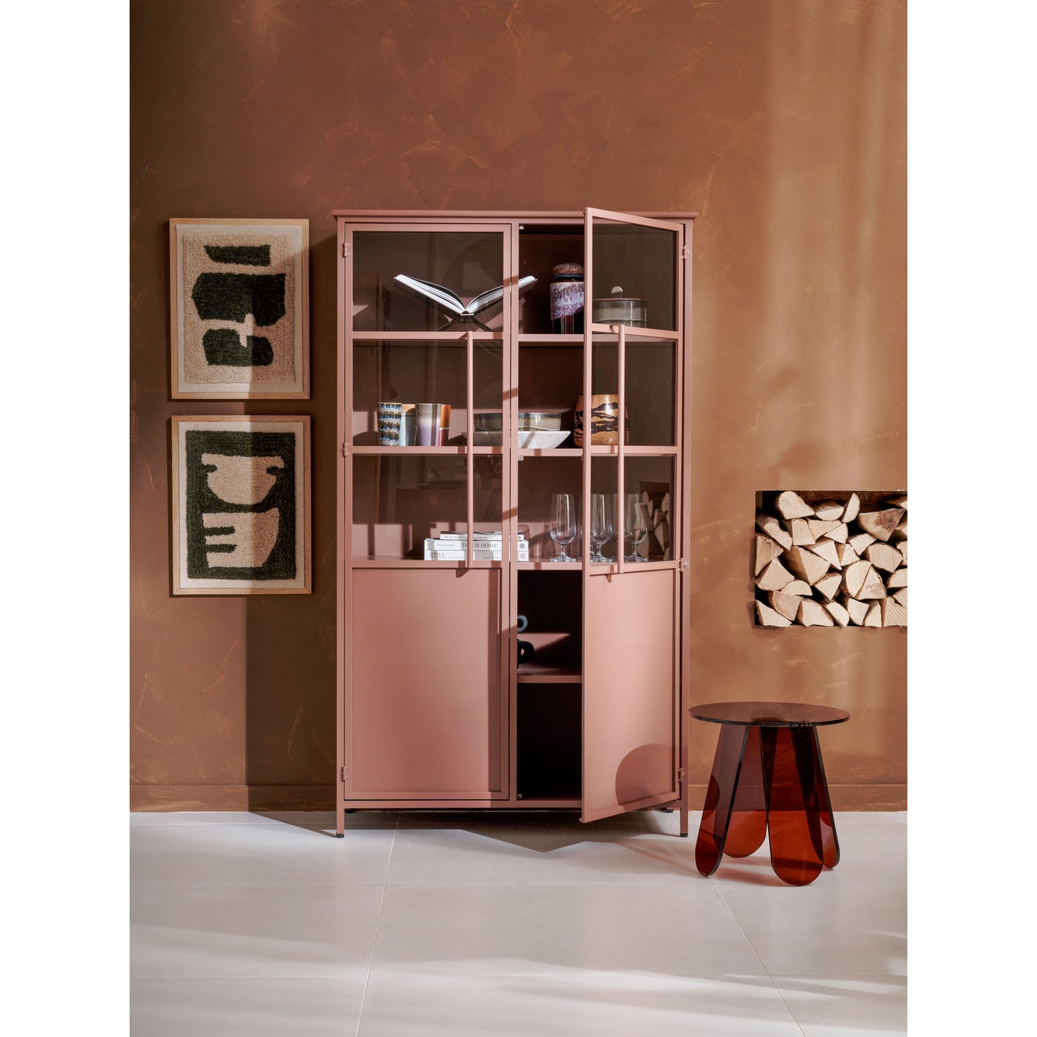Vitrinekast Exhibit 170 x 99cm - Tan - Afbeelding 3