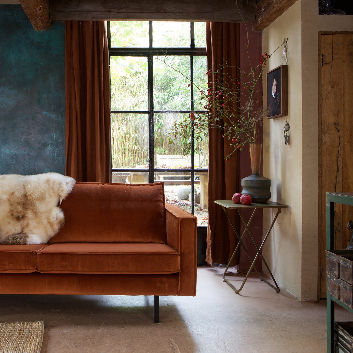 Rodeo bank 3-zits velvet roest - Afbeelding 7