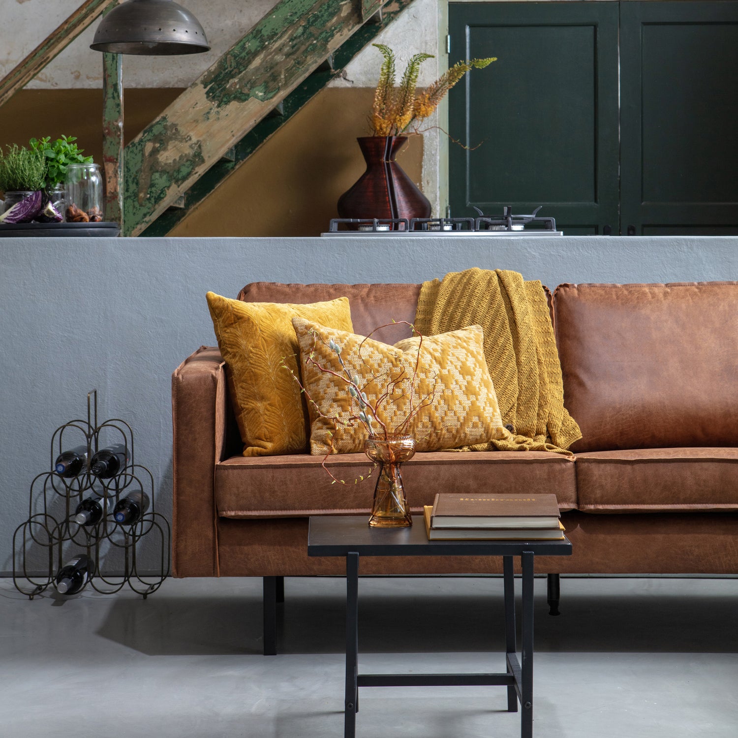 Rodeo hoekbank rechts cognac - Afbeelding 8