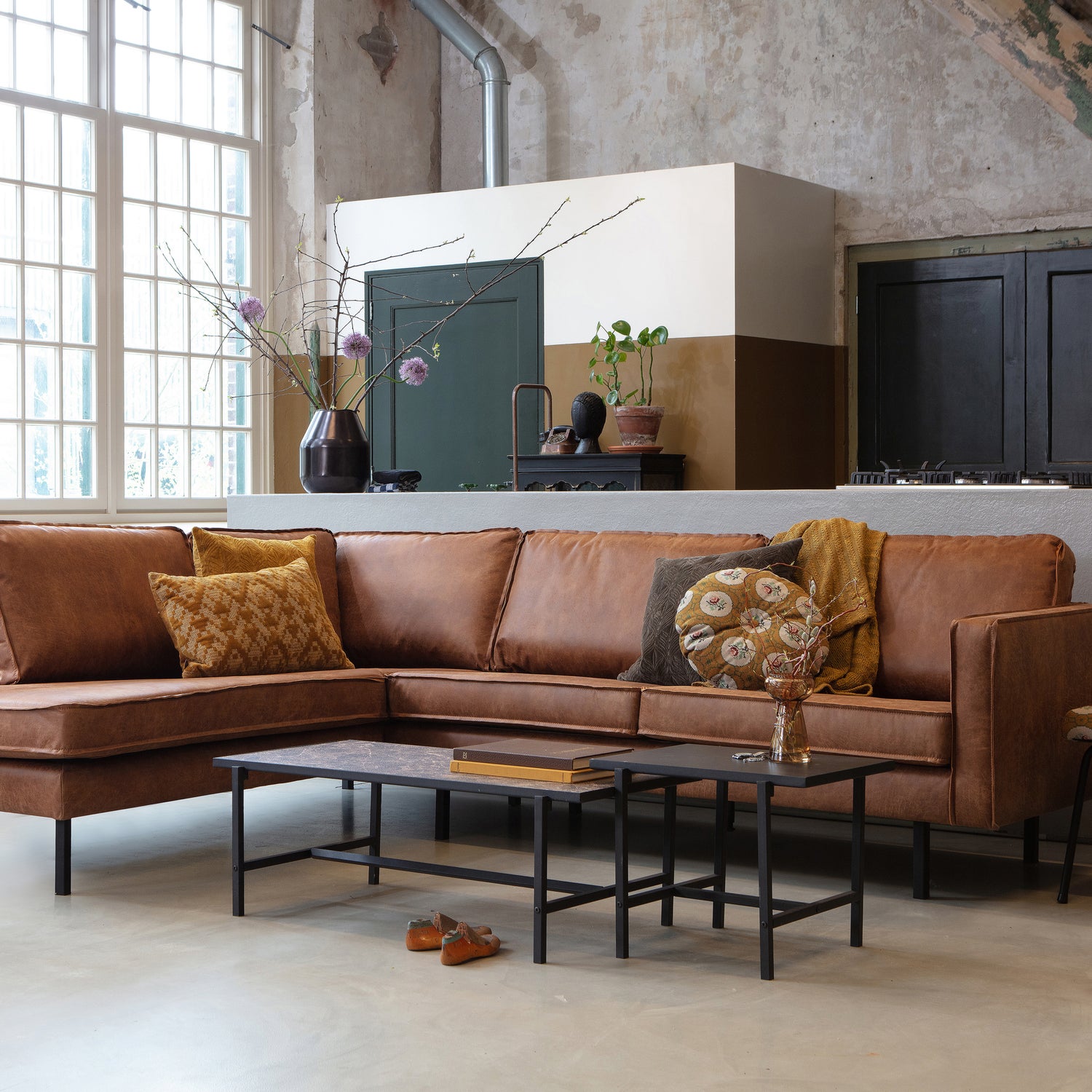 Rodeo hoekbank links cognac - Afbeelding 6