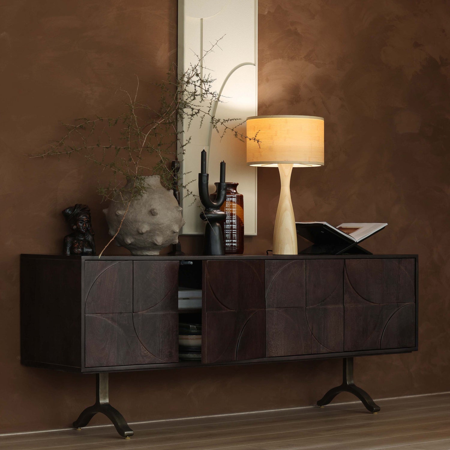 Dressoir Draw Mangohout, 180cm - Walnoot - Afbeelding 10