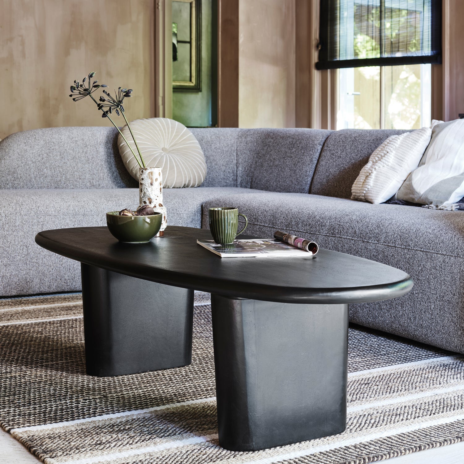 Sloping hoekbank links lichtbruin melange - Afbeelding 8