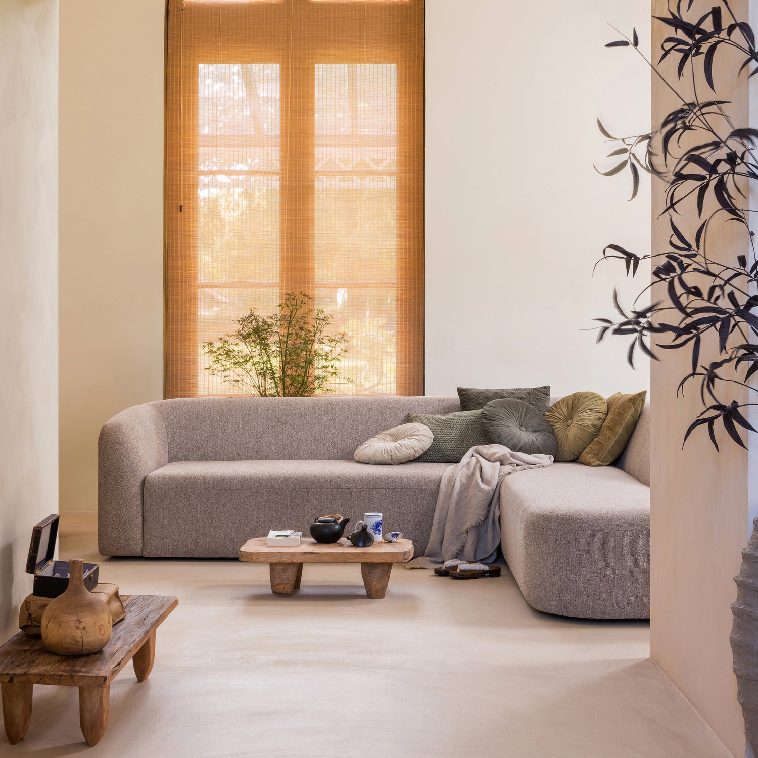 Sloping hoekbank rechts naturel melange - Afbeelding 10
