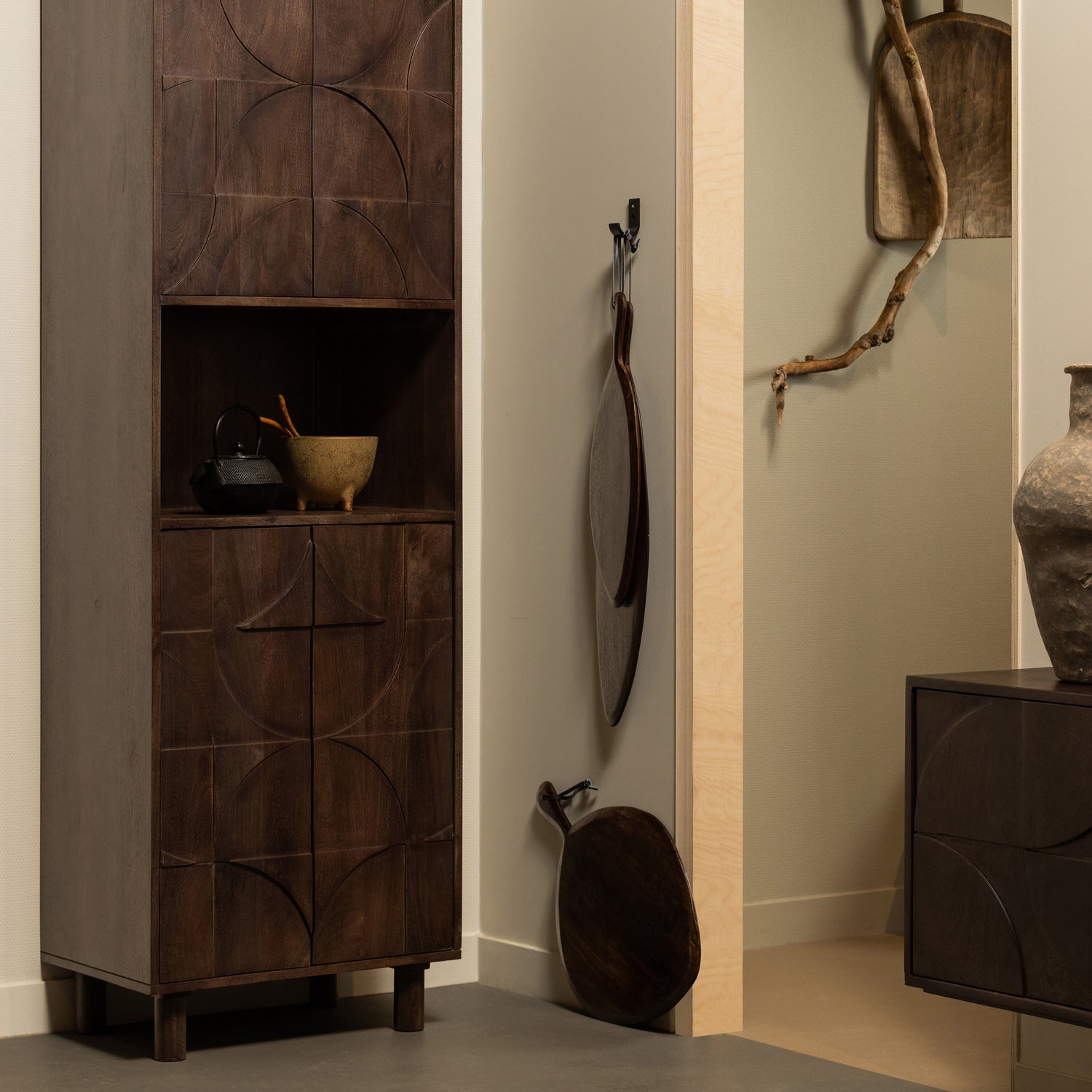 Opbergkast Draw Mangohout, 200 x 60cm, kleur Walnoot - Afbeelding 9