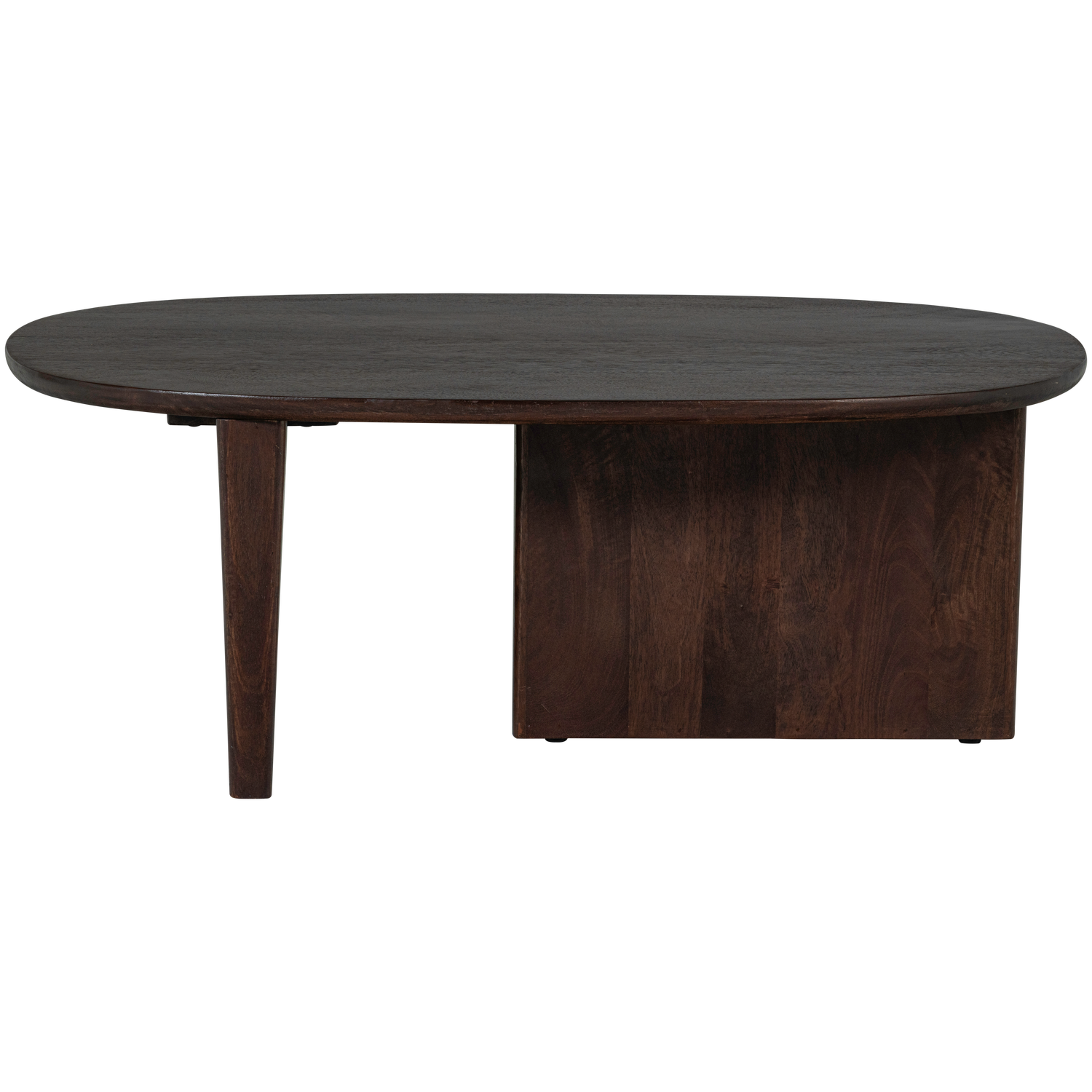 Ovale Salontafel Seam Mangohout, 110 x 60cm, kleur Walnoot - Afbeelding 4