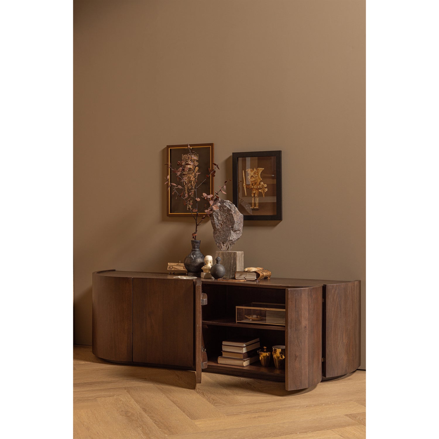 Dressoir Sense Mangohout, 160cm, kleur Walnoot - Afbeelding 11