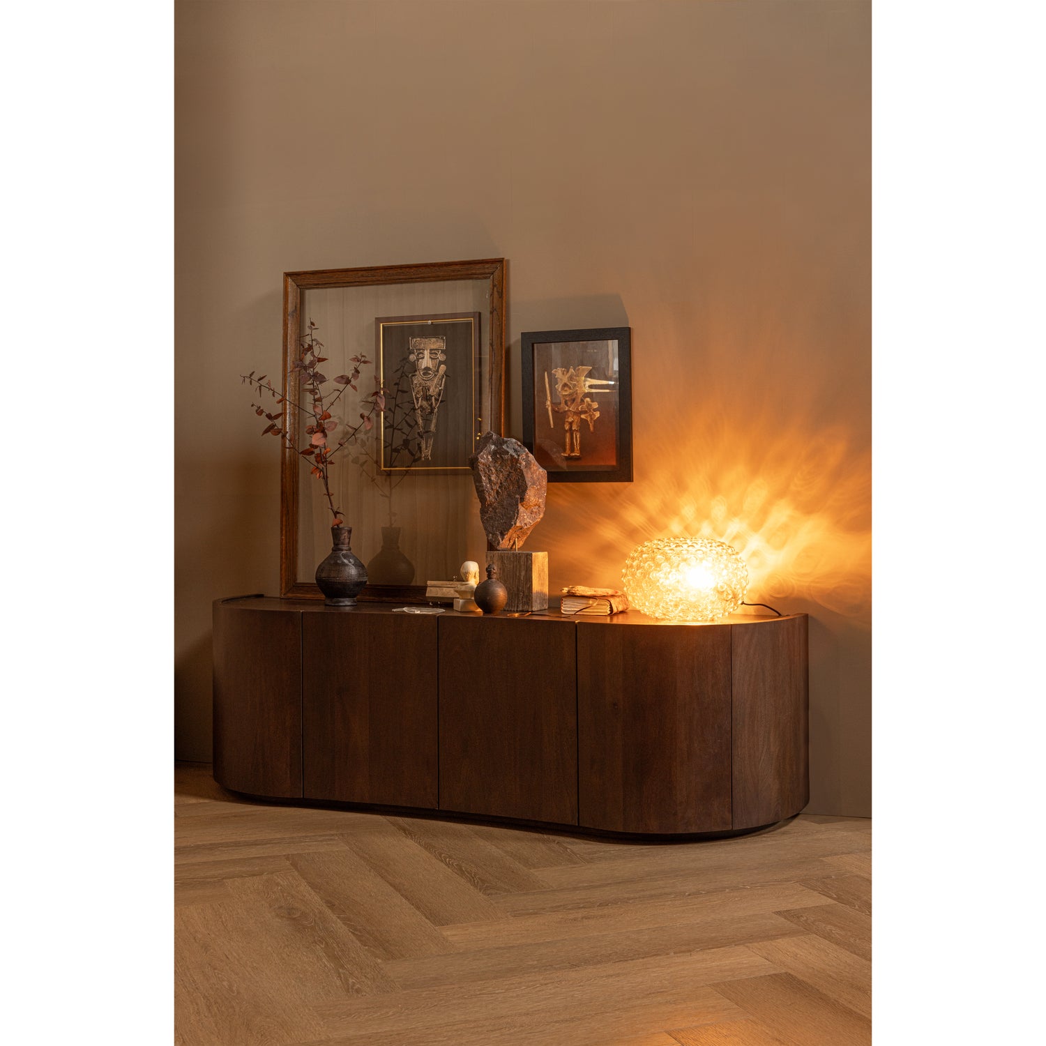 Dressoir Sense Mangohout, 160cm, kleur Walnoot - Afbeelding 10