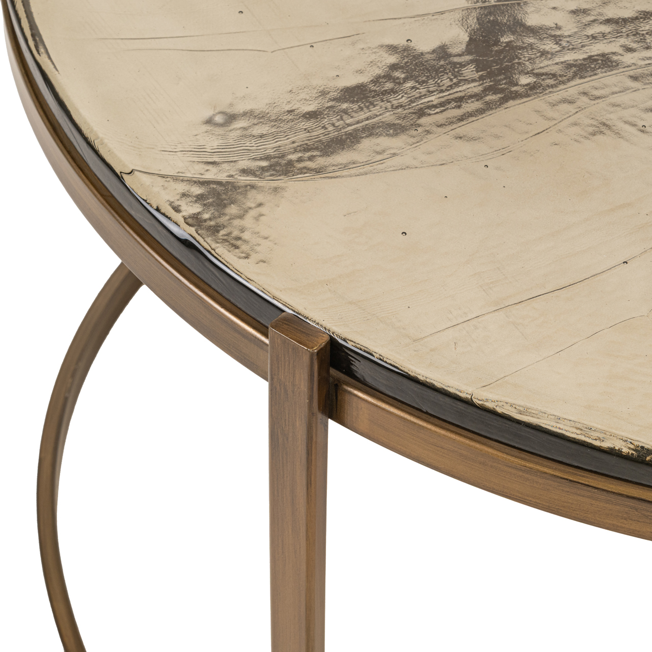 Ronde Salontafel Cleo Gegoten glas en ijzer Set van 2 stuks - Afbeelding 4
