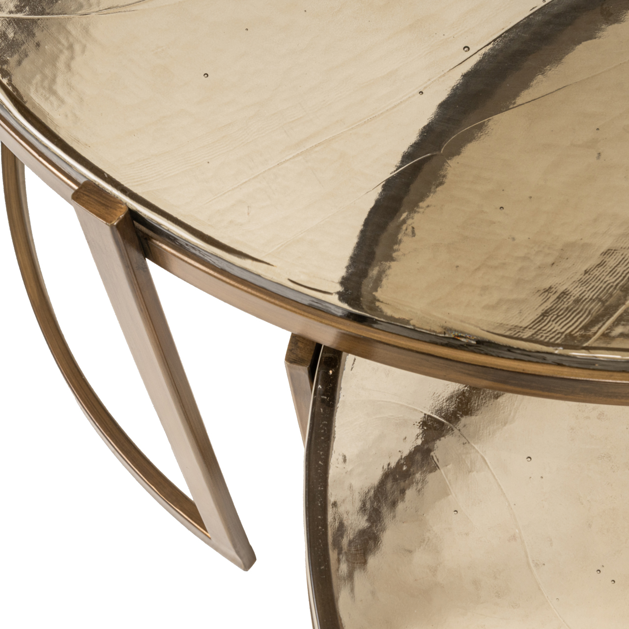 Ronde Salontafel Cleo Gegoten glas en ijzer Set van 2 stuks - Afbeelding 6
