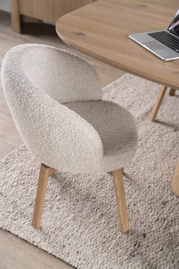 Draaibare Eetkamerstoel Livia Bouclé en eikenhout - Beige - Afbeelding 16