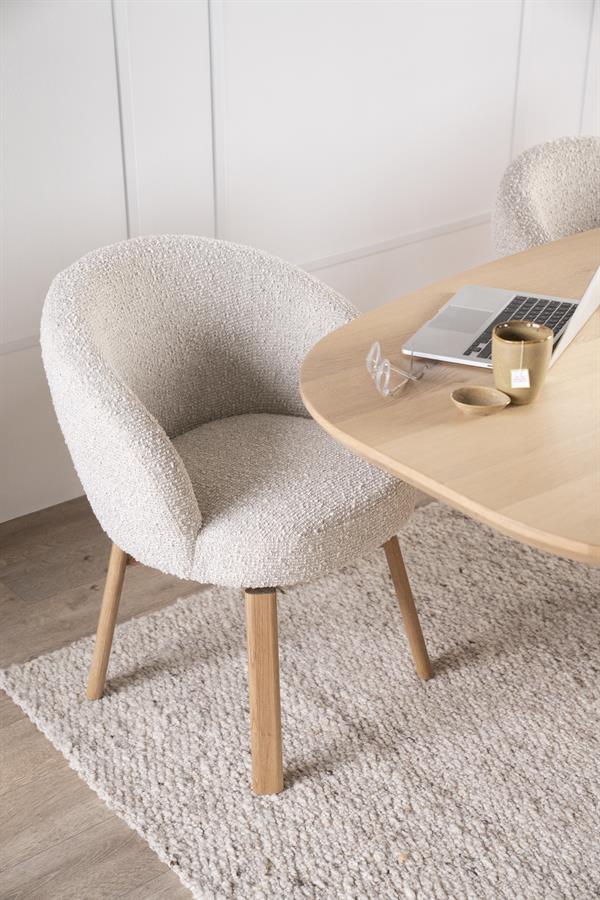 Draaibare Eetkamerstoel Livia Bouclé en eikenhout - Beige - Afbeelding 19