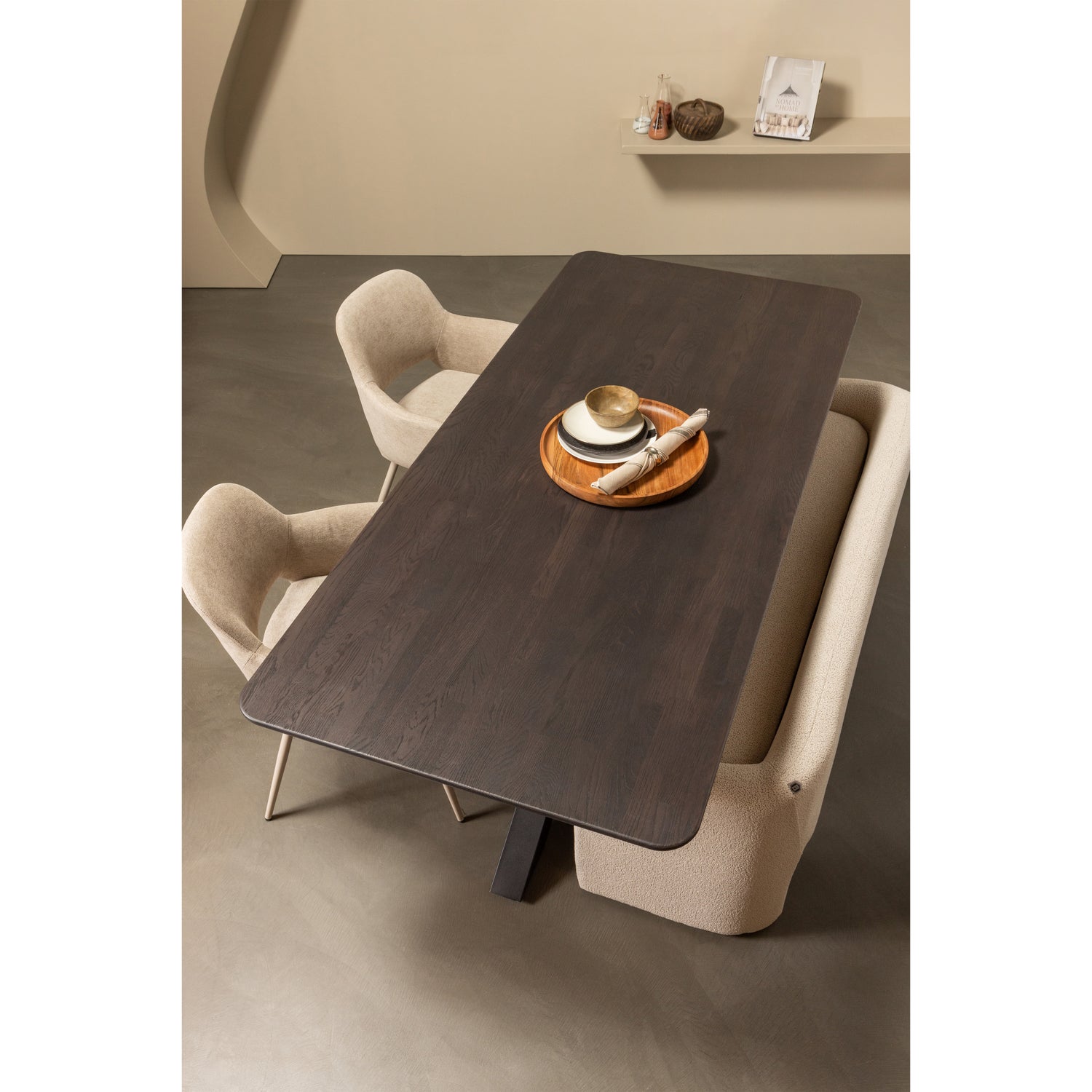Eetkamerbank Zone Geweven stof, 160cm - Beige - Afbeelding 8