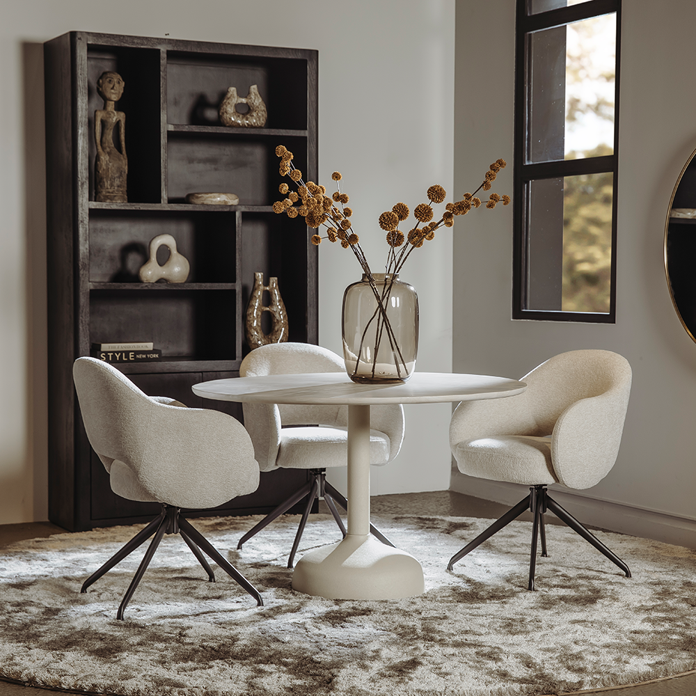 Ronde Eettafel Elba 120 cm, kleur gebroken wit - Afbeelding 2