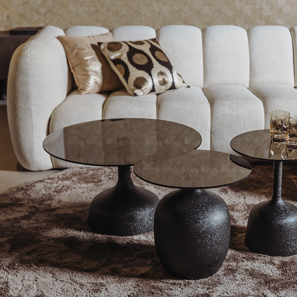 Ronde Salontafel Elba Glas 70 cm - Zwart - Afbeelding 2