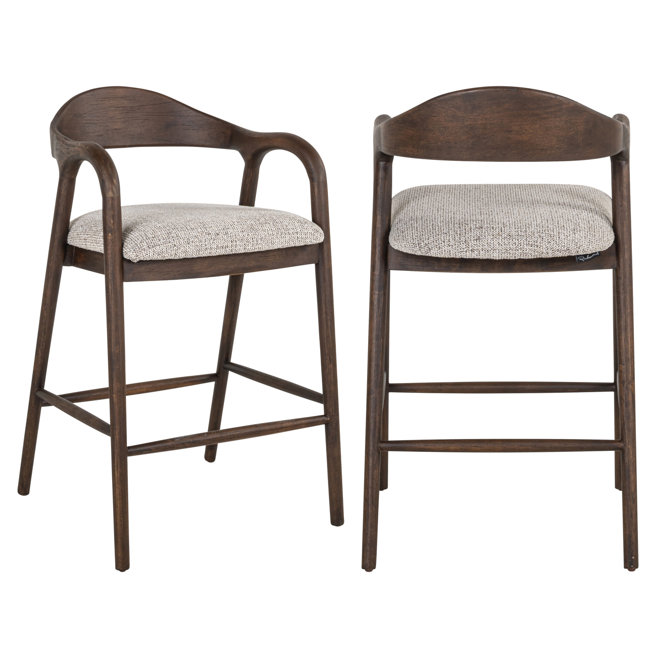 Barstoel Mihara Geweven stof en hout Mocca (zitte (70 cm ))