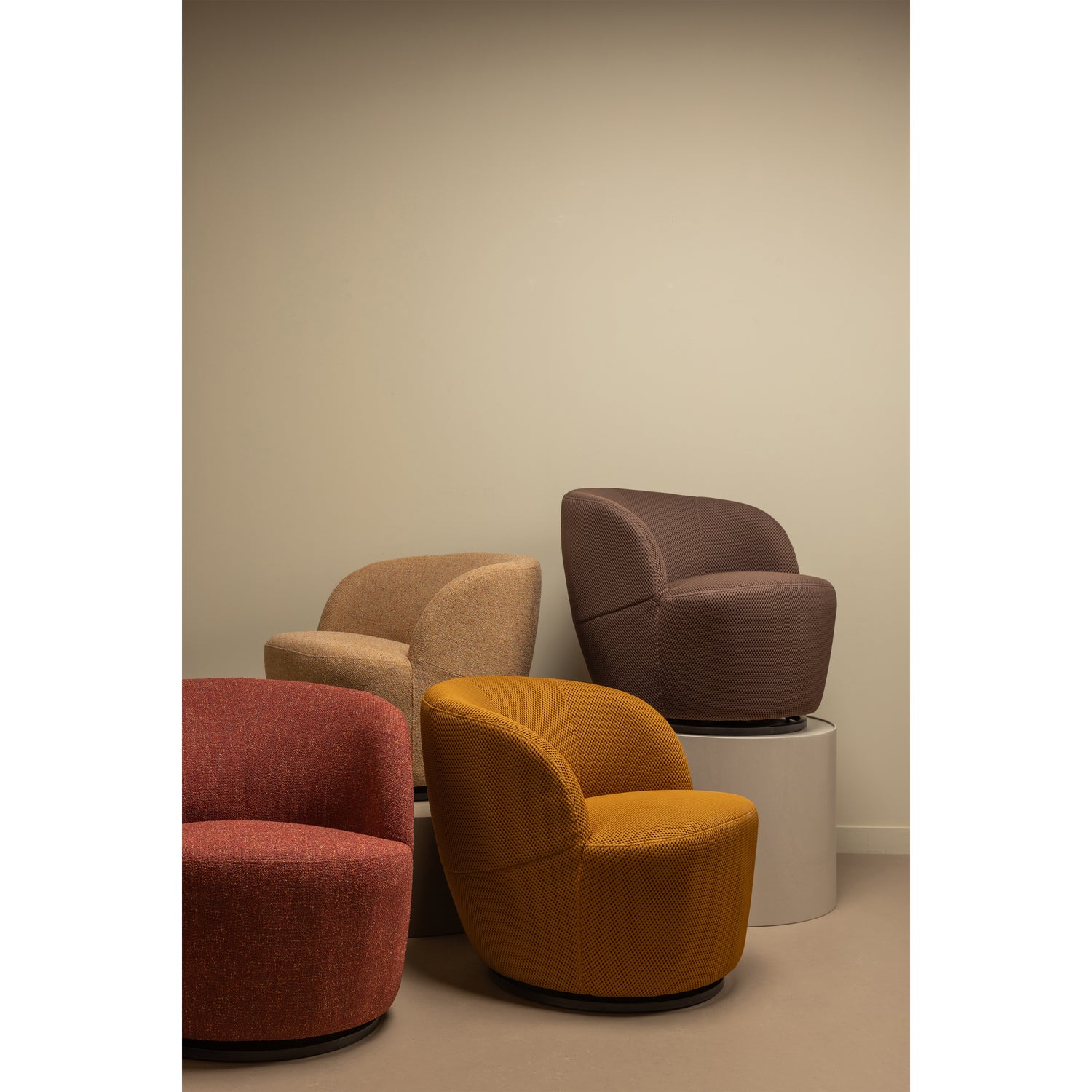 Draaibare Fauteuil Serra Geweven Stof Curry - Melange - Afbeelding 12