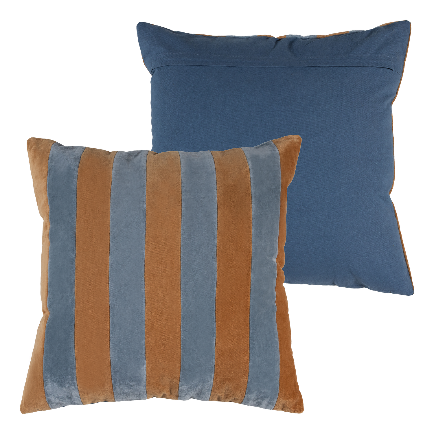 Sierkussen Lira fluweel - Blauw/Oranje Set van 4 stuks - Afbeelding 4