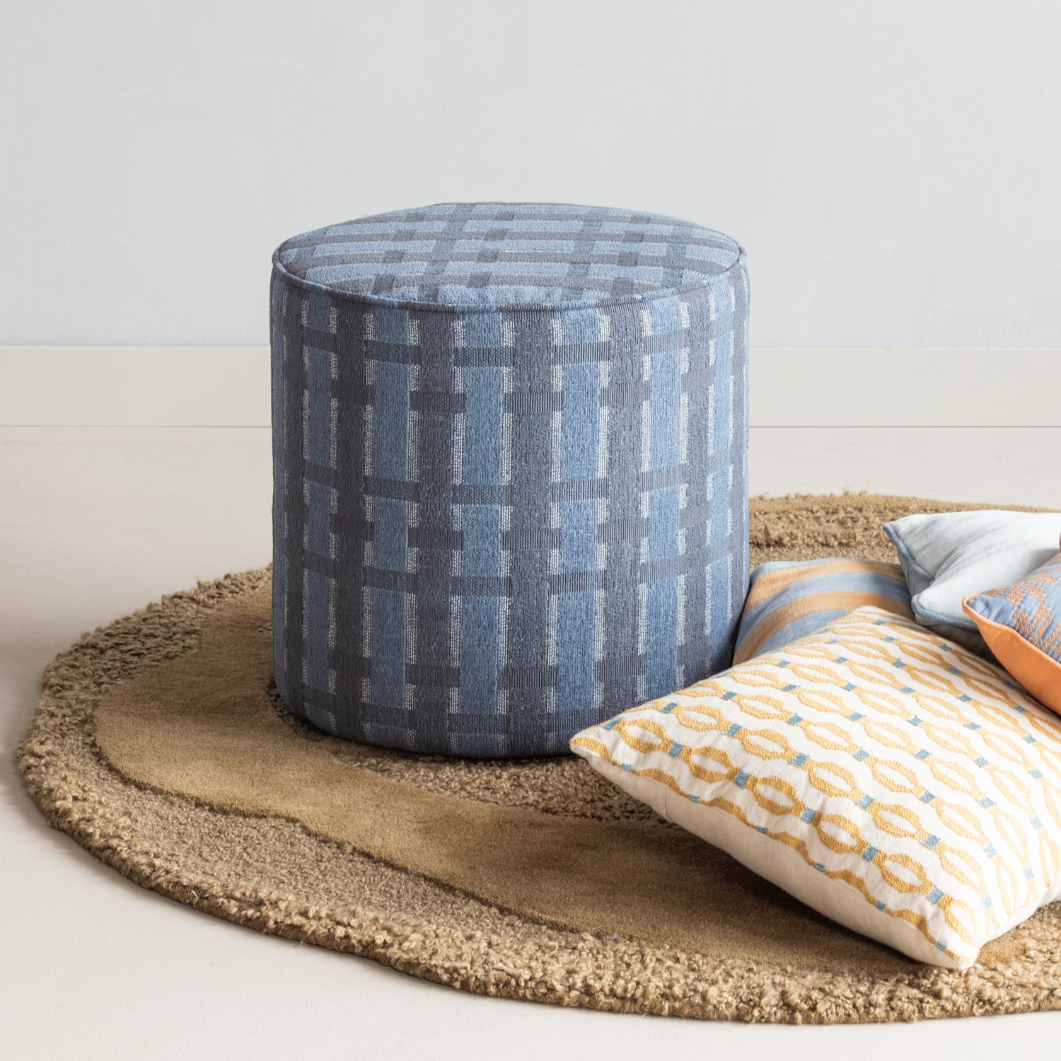 Poef Sali chenille - Grijs/blauw - Afbeelding 4