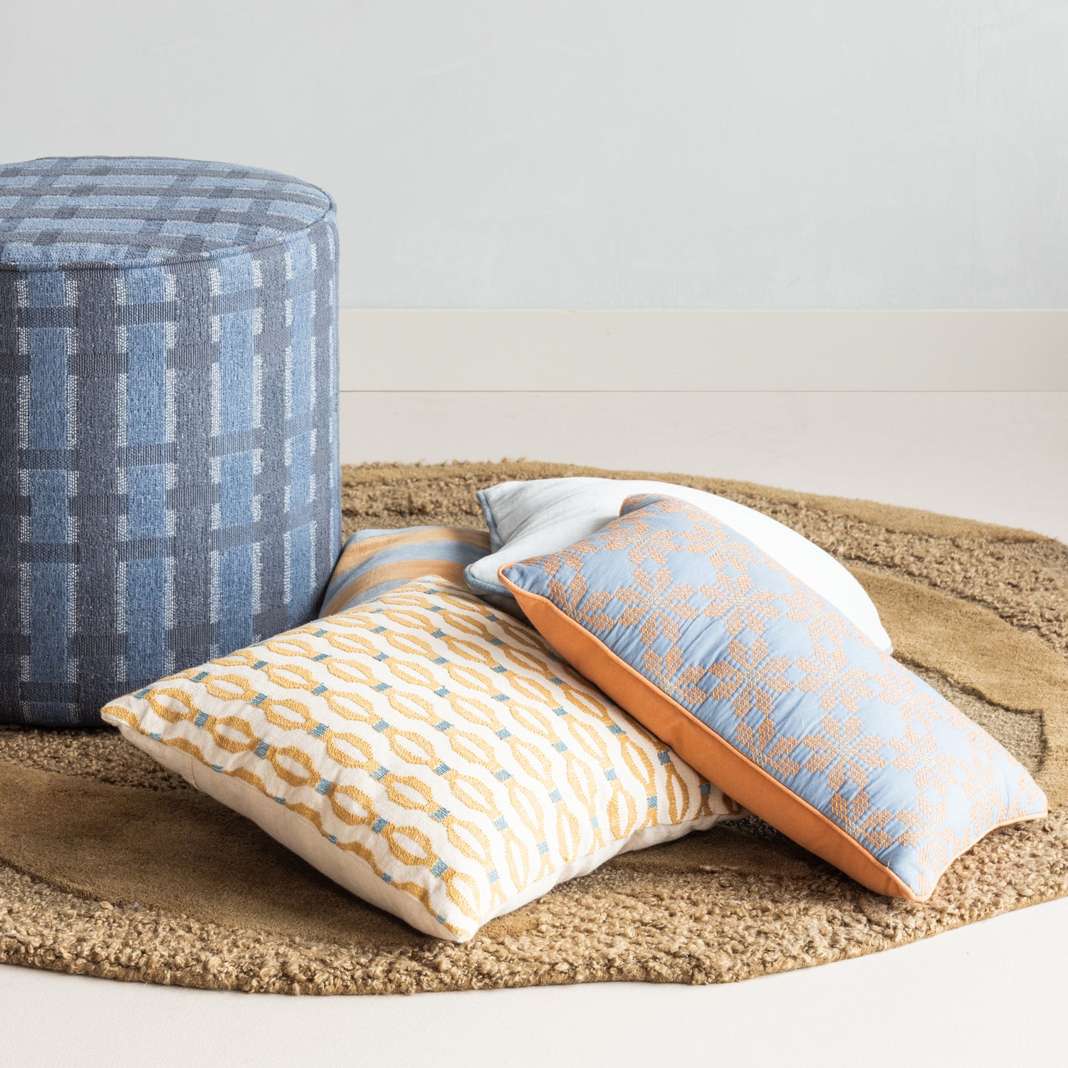 Poef Sali chenille - Grijs/blauw - Afbeelding 5