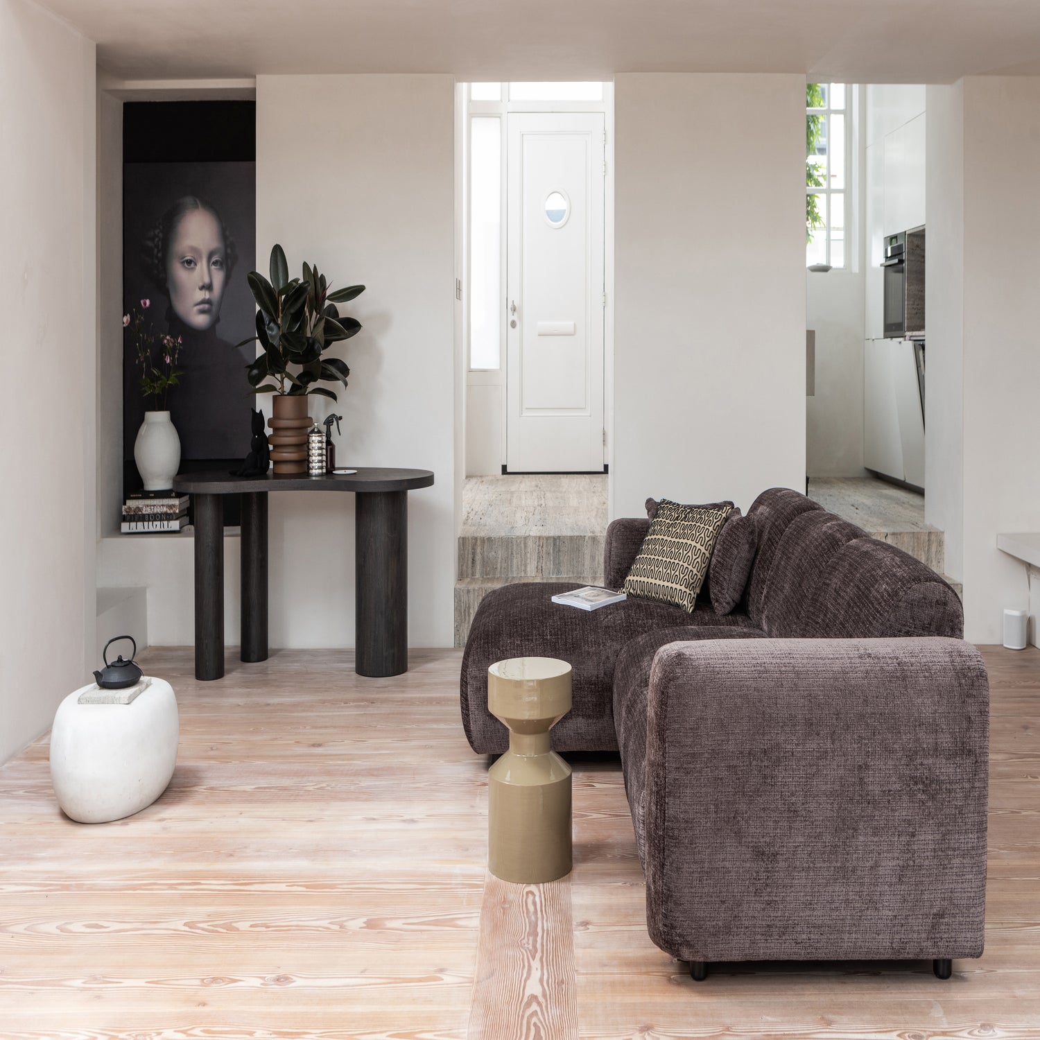 Organisch Bureau / Sidetable Maan MDF 150cm, kleur donkerbruin - Afbeelding 9