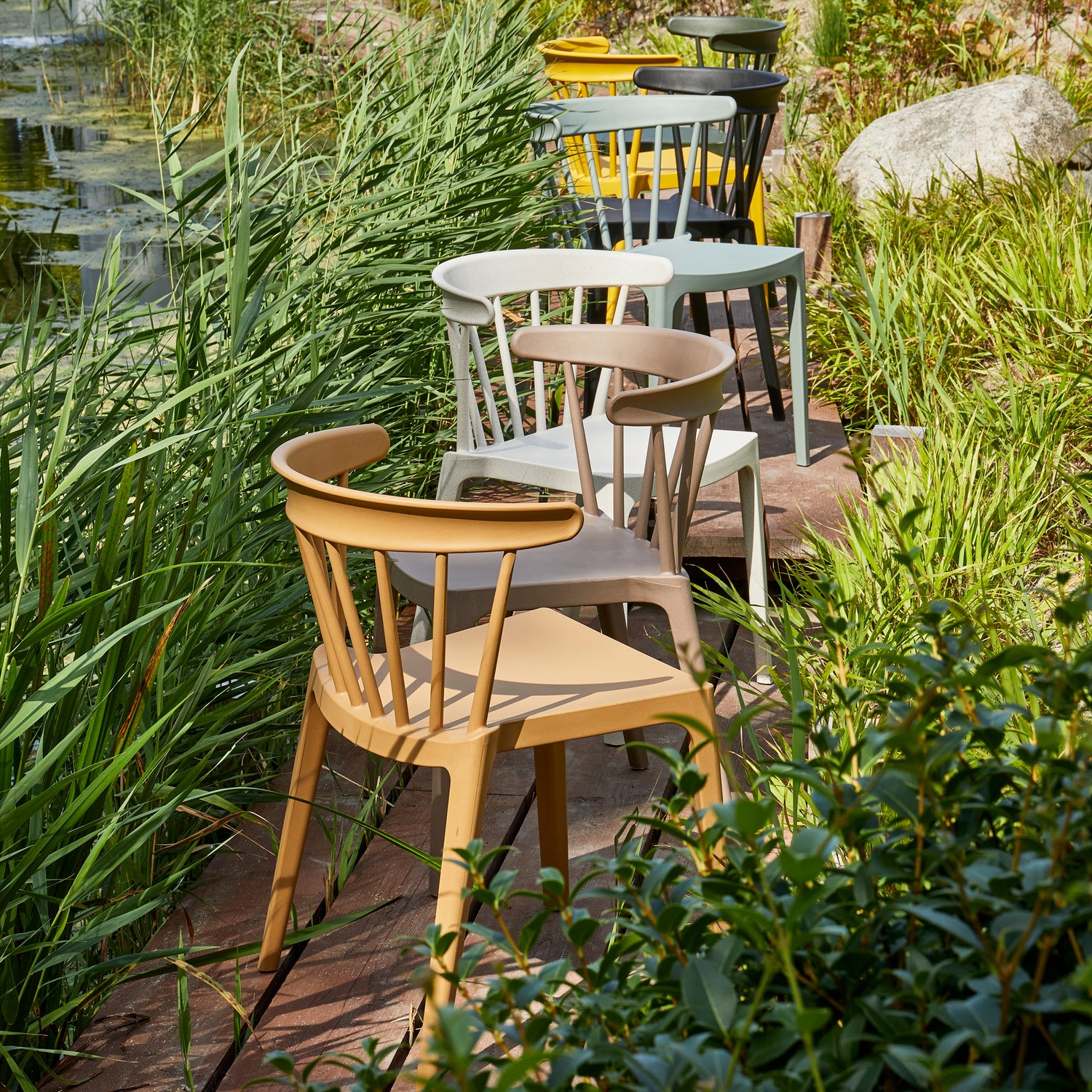 Tuinstoel Bliss Spijlen Kunststof - Lichtgroen - Afbeelding 13