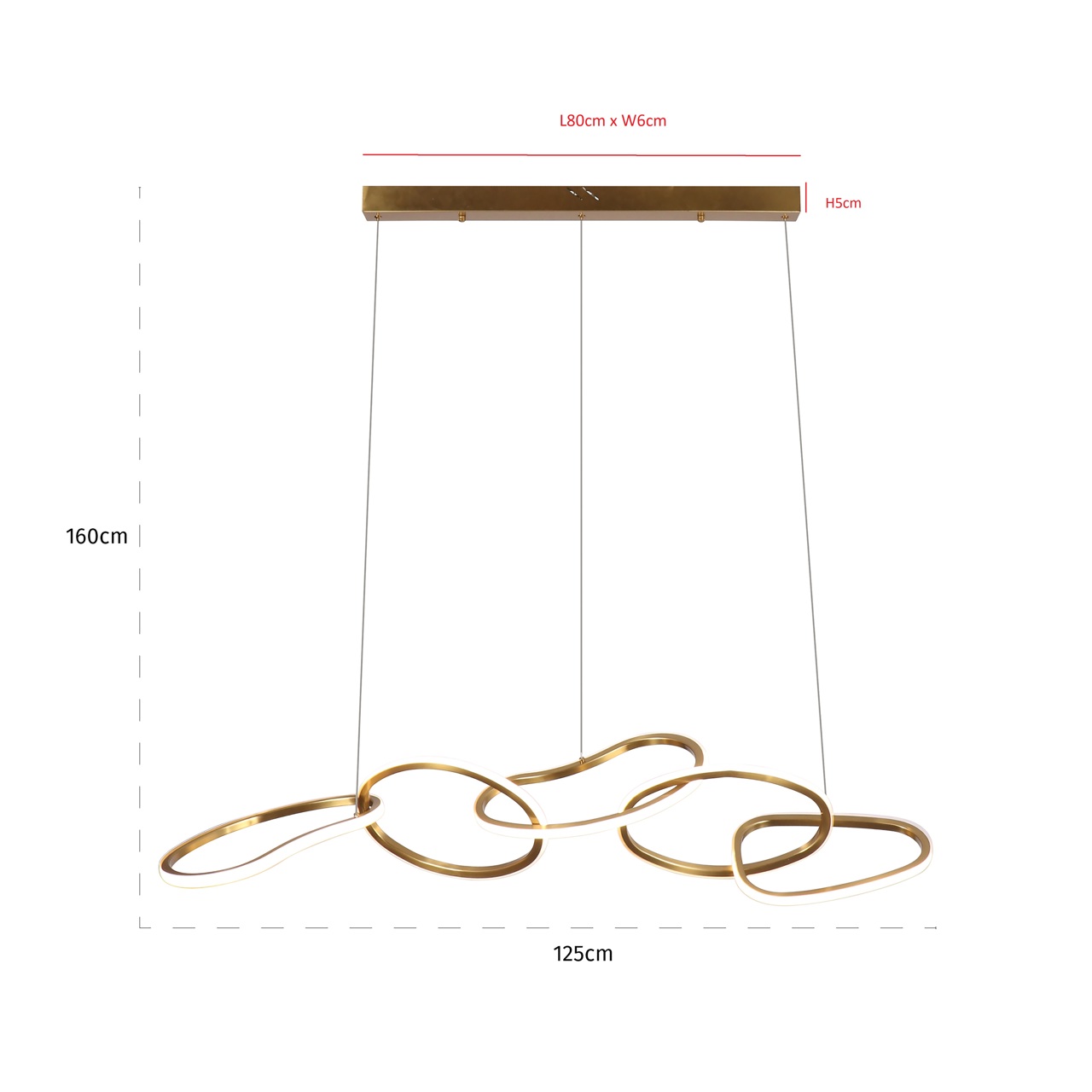 Hanglamp Flyn LED 125cm kleur Brushed Gold - Afbeelding 3
