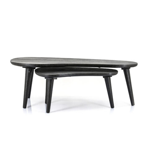 Organische Salontafel Guus Hout set van 2 stuks - Zwart - Afbeelding 5