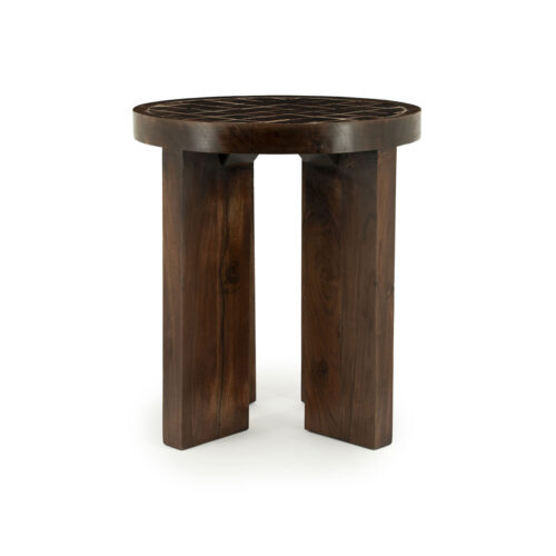 Ronde Salontafel TiledUp Keramiek en mangohout 70cm - Afbeelding 6