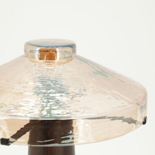 Tafellamp Dome Hout en glas - 35cm hoog - Afbeelding 2