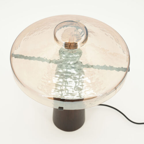 Tafellamp Dome Hout en glas - 35cm hoog - Afbeelding 4
