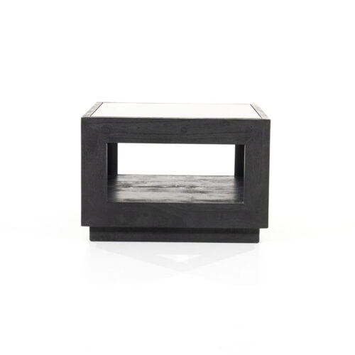 Salontafel Liam Mangohout en Glas - Zwart 60 x 60 cm - Afbeelding 7