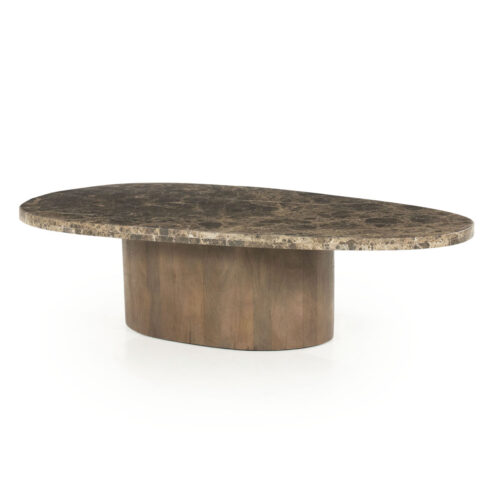 Organische Salontafel Bradley Marmer en mangohout 120 x 75cm