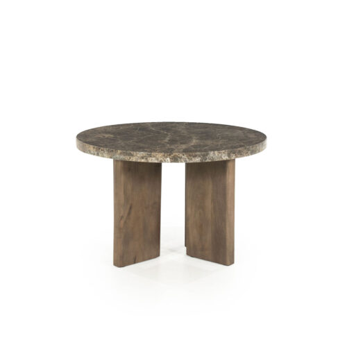 Ronde Salontafel Lando Marmer en mangohout - 60 cm