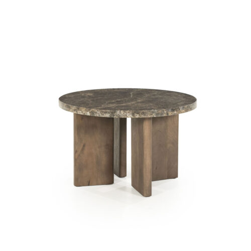 Ronde Salontafel Lando Marmer en mangohout - 60 cm - Afbeelding 2