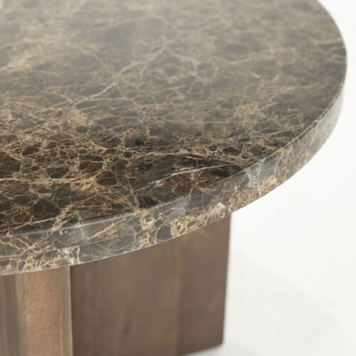 Ronde Salontafel Lando Marmer en mangohout - 60 cm - Afbeelding 7