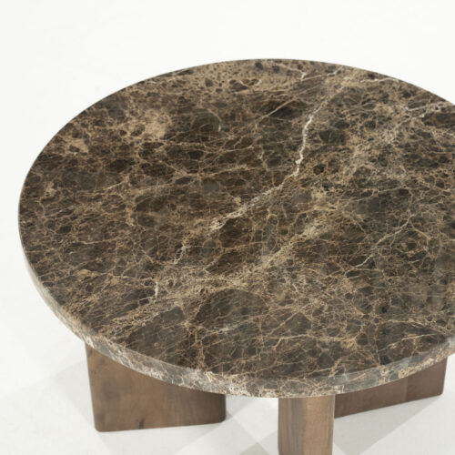 Ronde Salontafel Lando Marmer en mangohout - 60 cm - Afbeelding 6