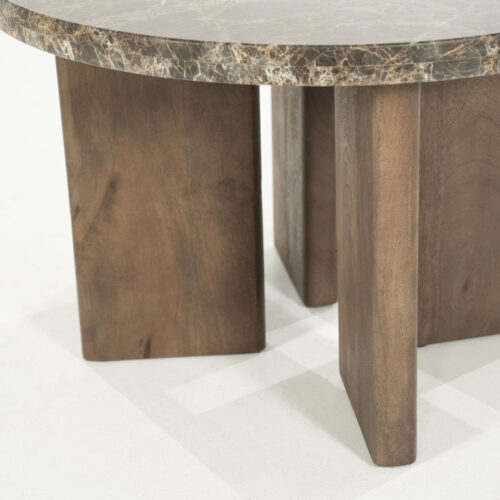 Ronde Salontafel Lando Marmer en mangohout - 60 cm - Afbeelding 3