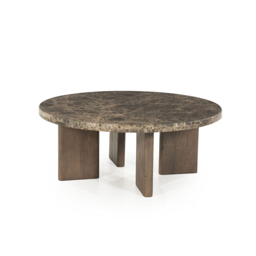 Ronde Salontafel Lando Marmer en mangohout - 80 cm - Afbeelding 6