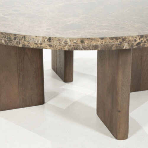 Ronde Salontafel Lando Marmer en mangohout - 80 cm - Afbeelding 5