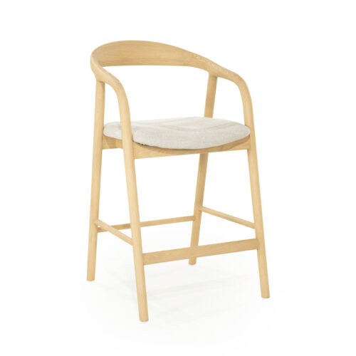 Barstoel Rayven Essen en stof Bruin (zithoogte 65cm) - Afbeelding 8