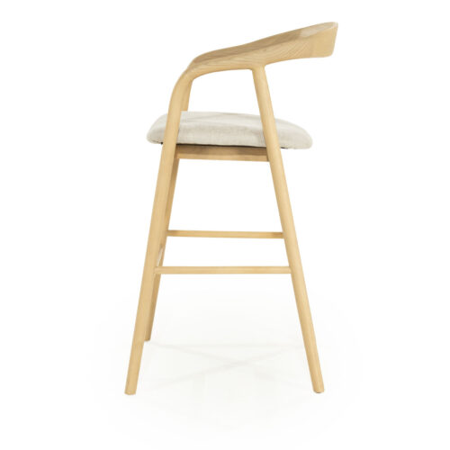 Barstoel Rayven Essen en stof Naturel (zithoogte 75cm) - Afbeelding 4