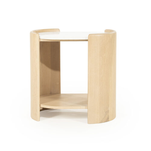 Ovale Bijzettafel Don Marmer en eikenhout 50 x 35cm