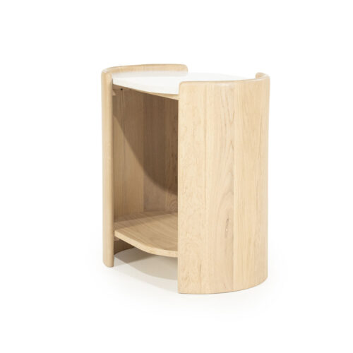 Ovale Bijzettafel Don Marmer en eikenhout 50 x 35cm - Afbeelding 3
