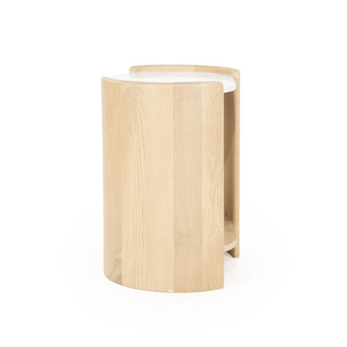 Ovale Bijzettafel Don Marmer en eikenhout 50 x 35cm - Afbeelding 4