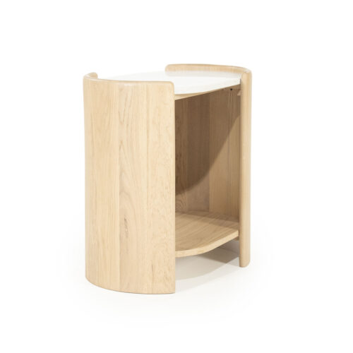 Ovale Bijzettafel Don Marmer en eikenhout 50 x 35cm - Afbeelding 2