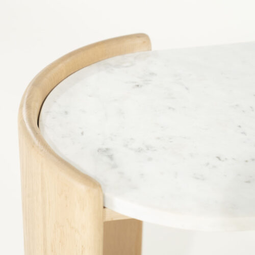 Ovale Bijzettafel Don Marmer en eikenhout 50 x 35cm - Afbeelding 8