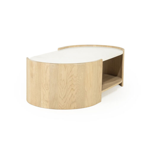 Ovale Salontafel Don Marmer en eikenhout 110 x 60cm - Afbeelding 9