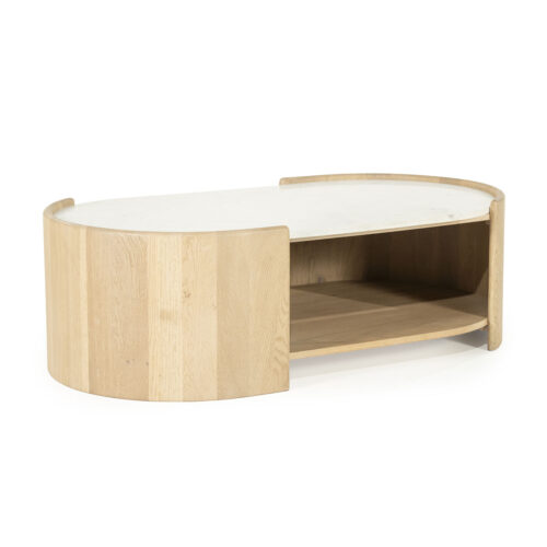 Ovale Salontafel Don Marmer en eikenhout 110 x 60cm - Afbeelding 8