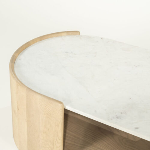 Ovale Salontafel Don Marmer en eikenhout 110 x 60cm - Afbeelding 7