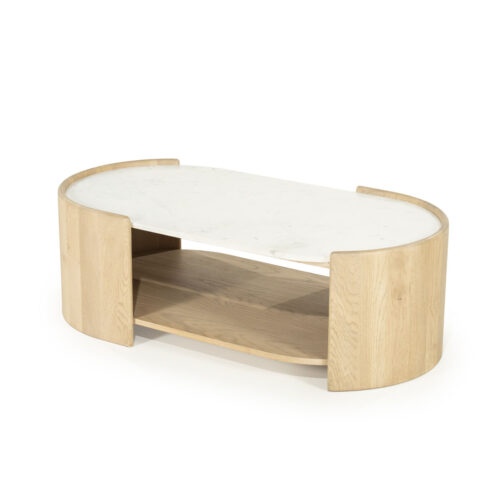 Ovale Salontafel Don Marmer en eikenhout 110 x 60cm - Afbeelding 2